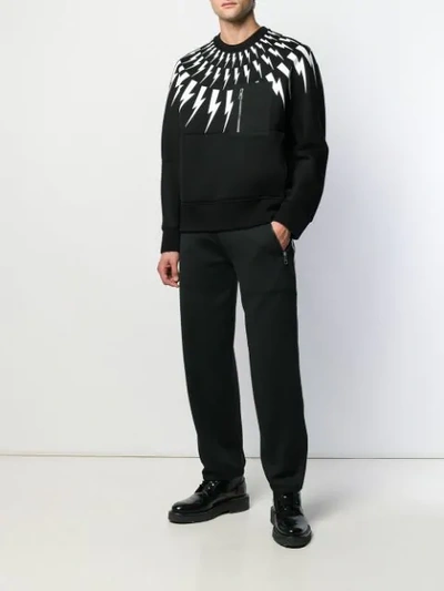 Shop Neil Barrett Lightning Bolt Print Sweatshirt In Black