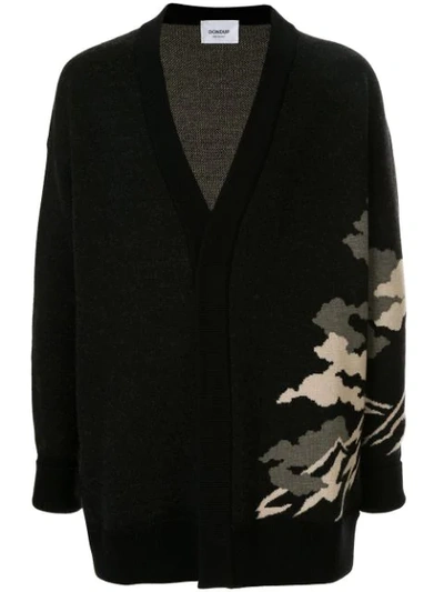 Shop Dondup Oversized Embroidered Cardigan In Black