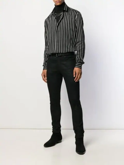 Shop Saint Laurent Striped Shirt In Black