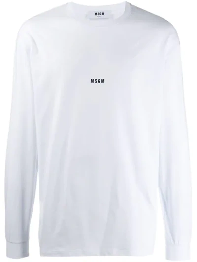 Shop Msgm Printed Logo Jumper In White