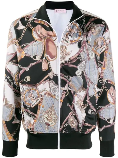 Shop Palm Angels Abstract Print Front Logo Bomber Jacket In Neutrals