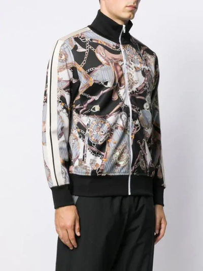 Shop Palm Angels Abstract Print Front Logo Bomber Jacket In Neutrals