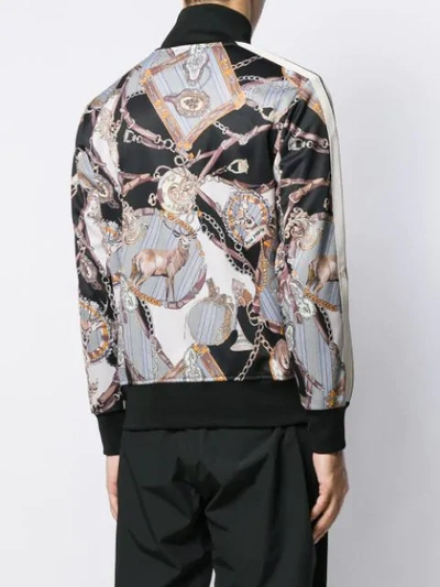 Shop Palm Angels Abstract Print Front Logo Bomber Jacket In Neutrals