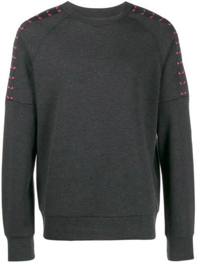 Shop Fendi Bag Bugs Stripes Sweatshirt In Grey