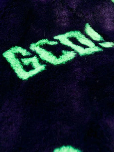 Shop Gcds Faux Fur Logo Bomber Jacket In 11 Violet