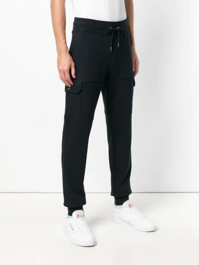 Shop Moncler High Waisted Track Pants In Blue