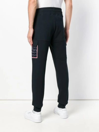 Shop Moncler High Waisted Track Pants In Blue