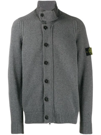 Shop Stone Island Button-down Cardigan In Grey