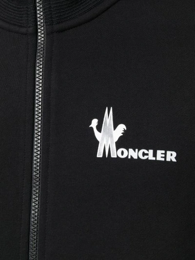 Shop Moncler Logo Print High Neck Jacket In Black