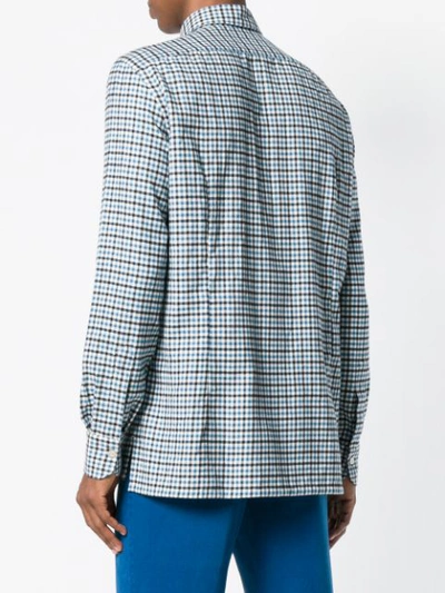 Shop Kiton Gingham Checked Shirt - Blue