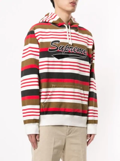 Supreme striped hooded hot sale sweatshirt red