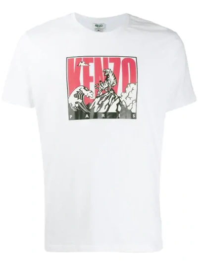 Kenzo Tiger Mountain Print T shirt In White ModeSens