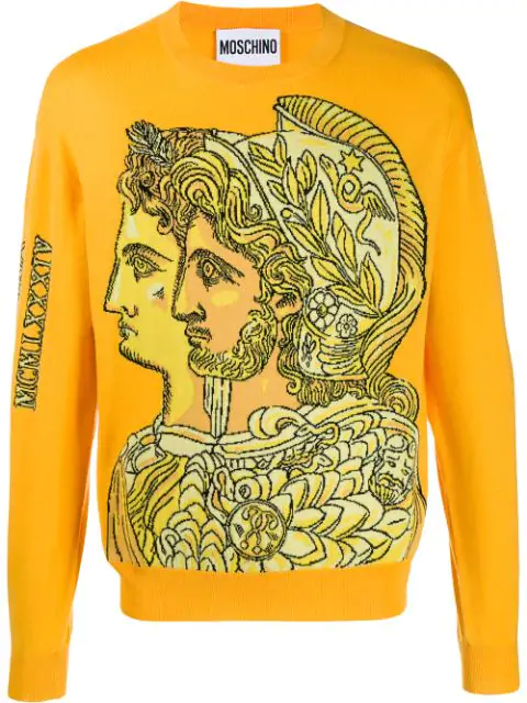 Moschino Roman Gods Wool Pullover In Yellow | ModeSens