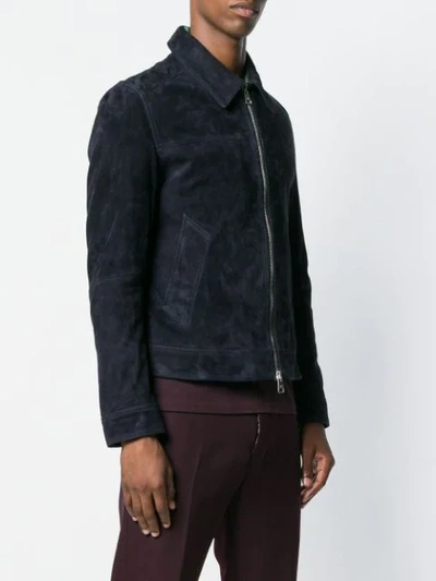 Shop Ami Alexandre Mattiussi Suede Leather Jacket In Blue