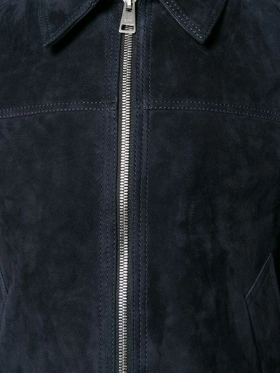 Shop Ami Alexandre Mattiussi Suede Leather Jacket In Blue