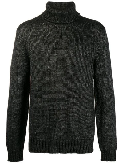 Shop Les Hommes Urban Rollneck Knit Sweater In Black