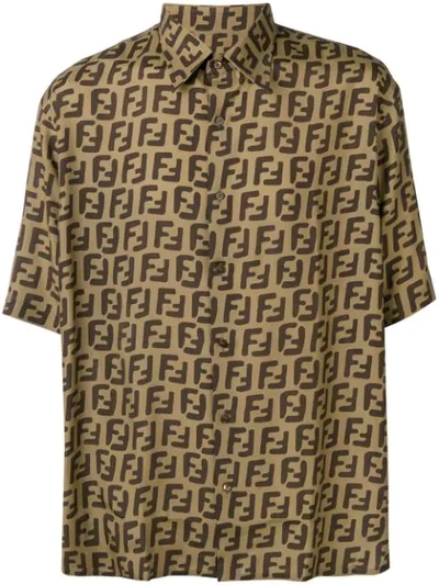 FENDI FF LOGO短袖衬衫 - 棕色