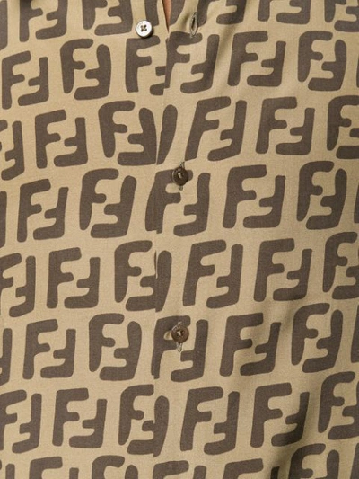 Shop Fendi Ff Logo Shortsleeved Shirt In Brown