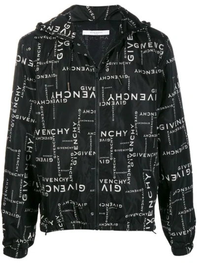 Shop Givenchy Logo Print Lightweight Jacket In 004 Black / White