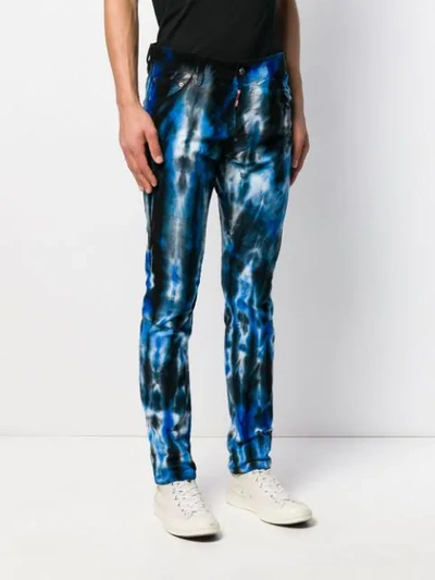 Shop Dsquared2 Tie Dye Print Trousers In 001f Navy