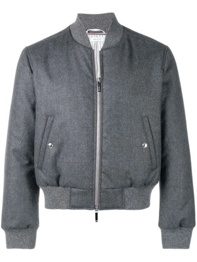 Shop Thom Browne Classic Bomber Jacket In Grey