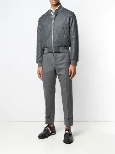 Shop Thom Browne Classic Bomber Jacket In Grey