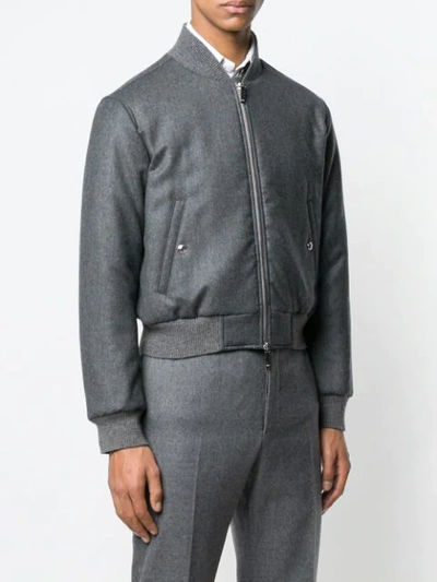 Shop Thom Browne Classic Bomber Jacket In Grey