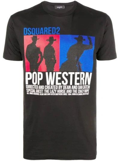 Shop Dsquared2 Pop Western Print T In Black