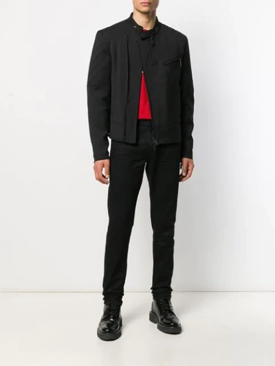 Shop Dsquared2 Off-centre Zipped Biker Jacket In Black