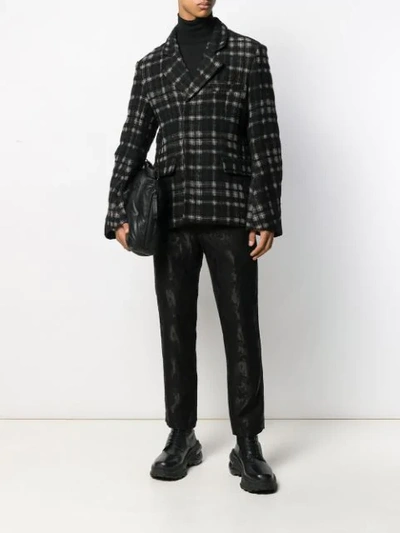 Shop Ann Demeulemeester Check Pattern Jacket In Black