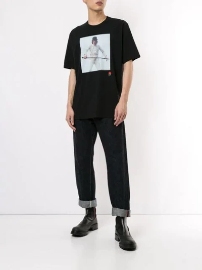 Shop Undercover Contrast Print T-shirt In Black