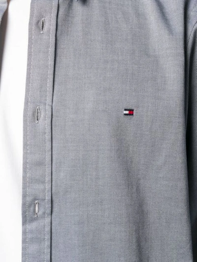 Shop Tommy Hilfiger Logo Embroidered Shirt In Blue