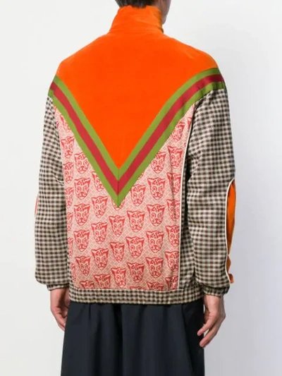 Shop Gucci Multi-fabric Zip-up Jacket In Orange