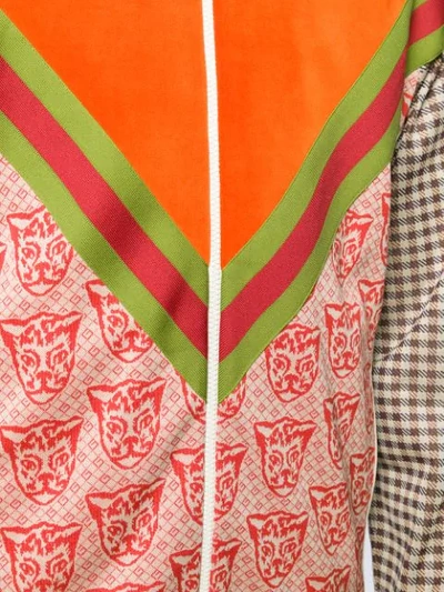 Shop Gucci Multi-fabric Zip-up Jacket In Orange