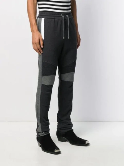 Shop Balmain Track Pants With Knee Panels In Grey