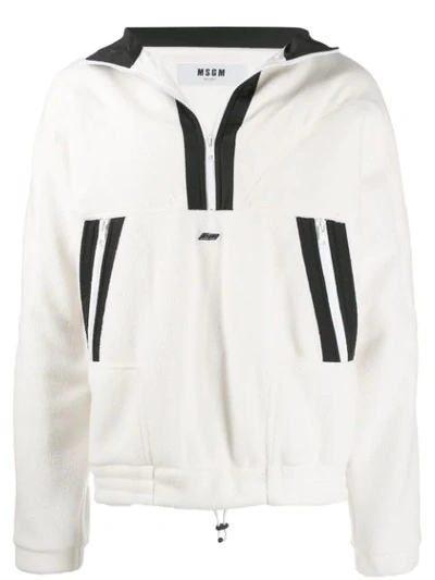 Msgm Contrast Stripe Sweatshirt In White