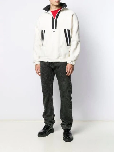 Msgm Contrast Stripe Sweatshirt In White