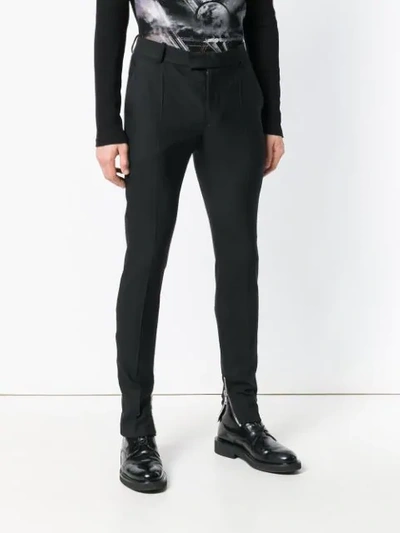 Shop Balmain Side Stripe Skinny Trousers In Black