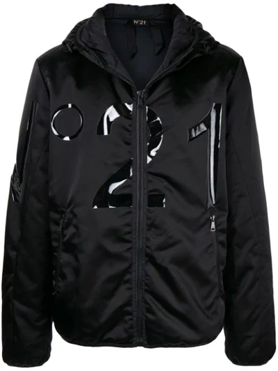 Shop N°21 Logo Printed Hooded Jacket In Black