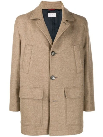 Shop Brunello Cucinelli Short Single Breasted Coat In Neutrals