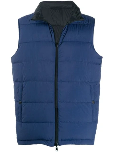 Shop Herno Reversible Padded Zip-up Gilet In Blue