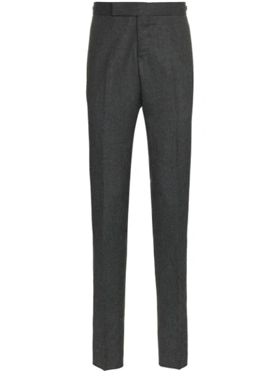 THOM BROWNE TAILORED STRIPED WOOL TROUSERS - 灰色