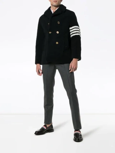 THOM BROWNE TAILORED STRIPED WOOL TROUSERS - 灰色