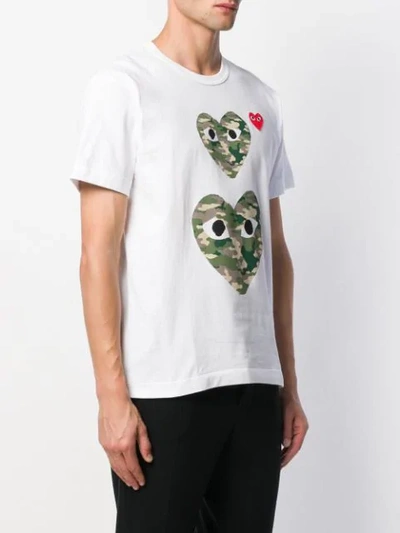 Shop Comme Des Garçons Play Camouflage Heart Logo T-shirt - White