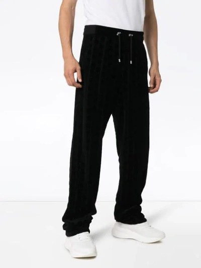 Shop Balmain Monogram Drawstring Sweatpants In Black