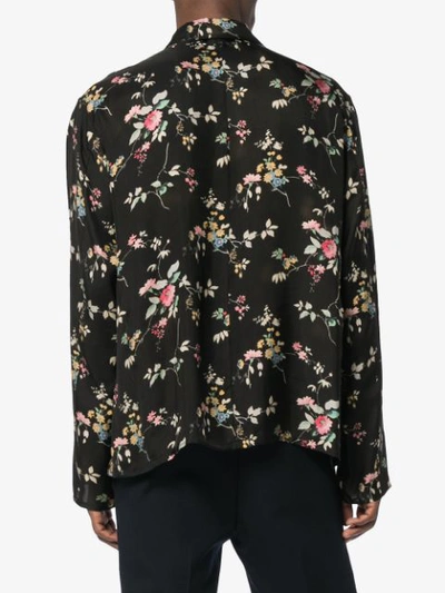 Shop Haider Ackermann Black Floral Print Long Sleeve Shirt