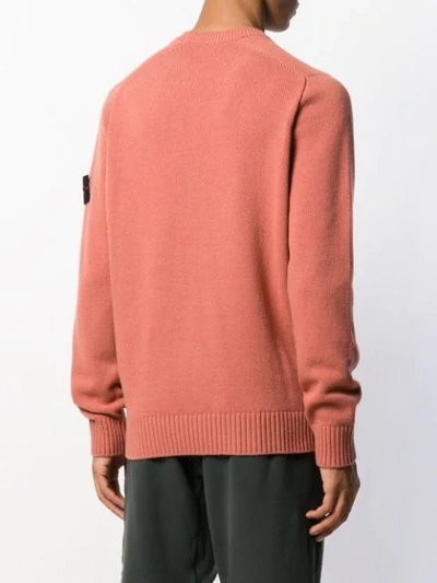 Shop Stone Island Logo Patch Knitted Sweater In Pink