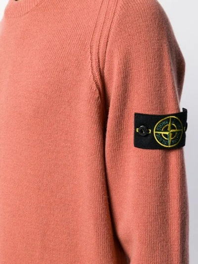 Shop Stone Island Logo Patch Knitted Sweater In Pink