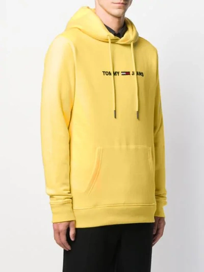 Shop Tommy Jeans Logo Print Hoodie In Yellow