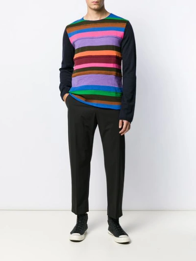 Shop Comme Des Garçons Shirt Striped Knit Jumper In Blue